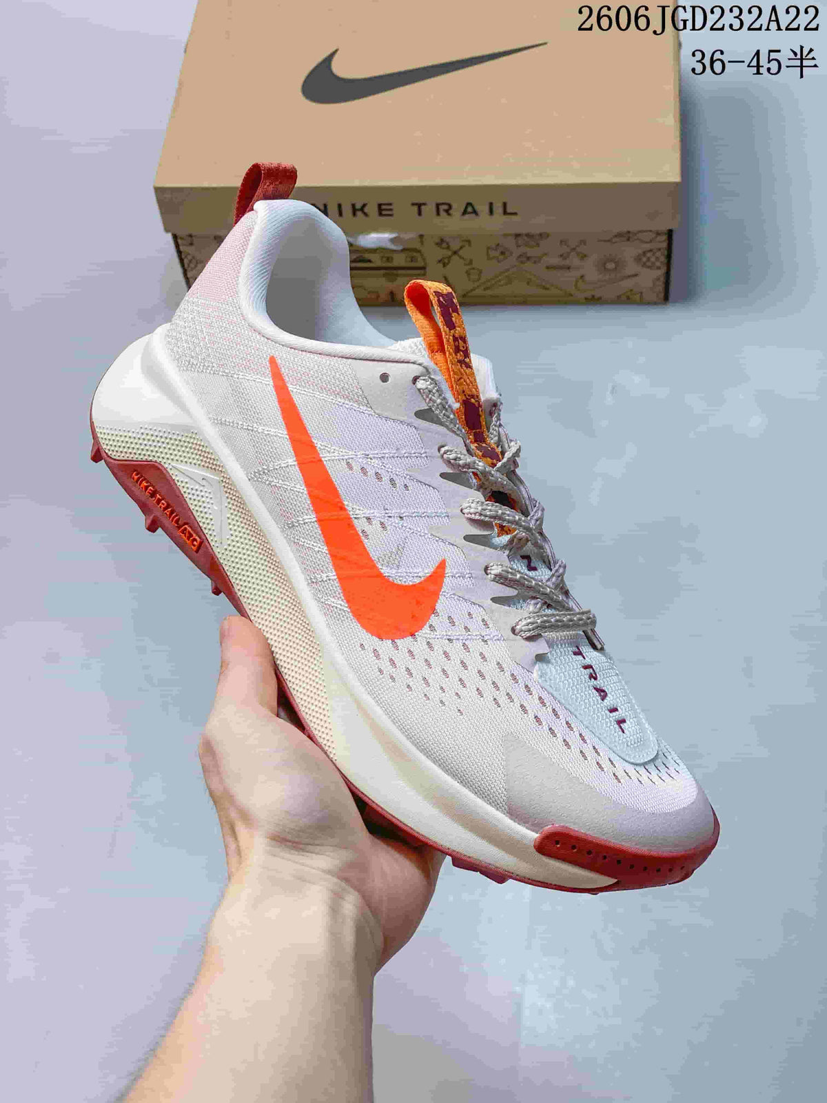 Nike ReactX Wildhorse 10 Trail Running Shoes, White and Orange