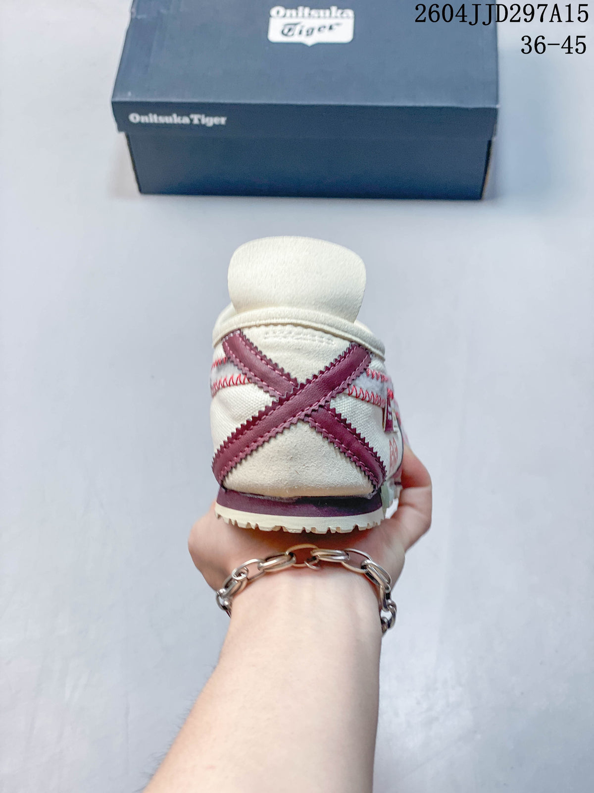 Onitsuka Tiger Mexico 66 Slip-On Sneakers Cream Red