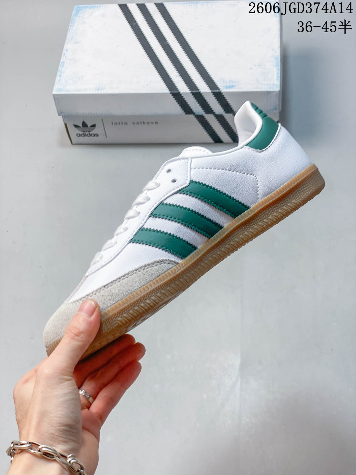 adidas Originals Samba Vegan OG SPD Low-Top Sneakers, White and Green