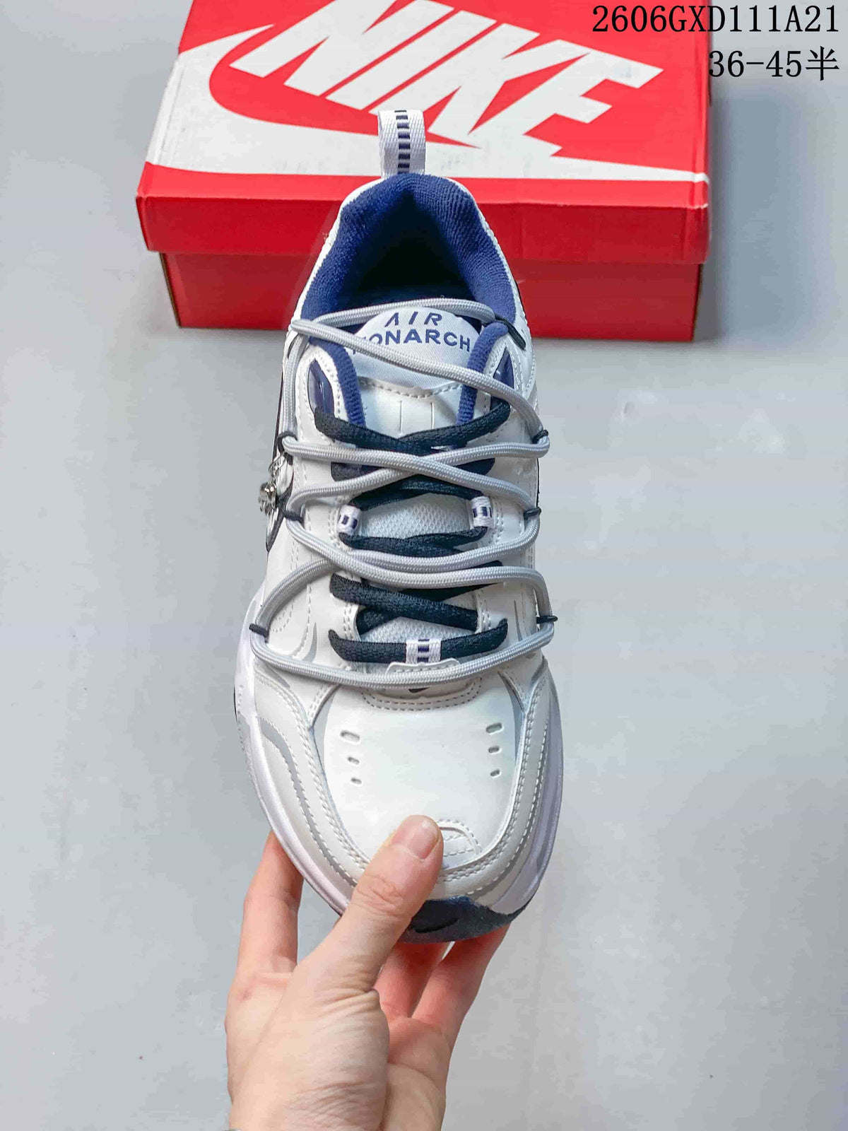 Nike Air Monarch IV White and Blue Low-Top Sneakers