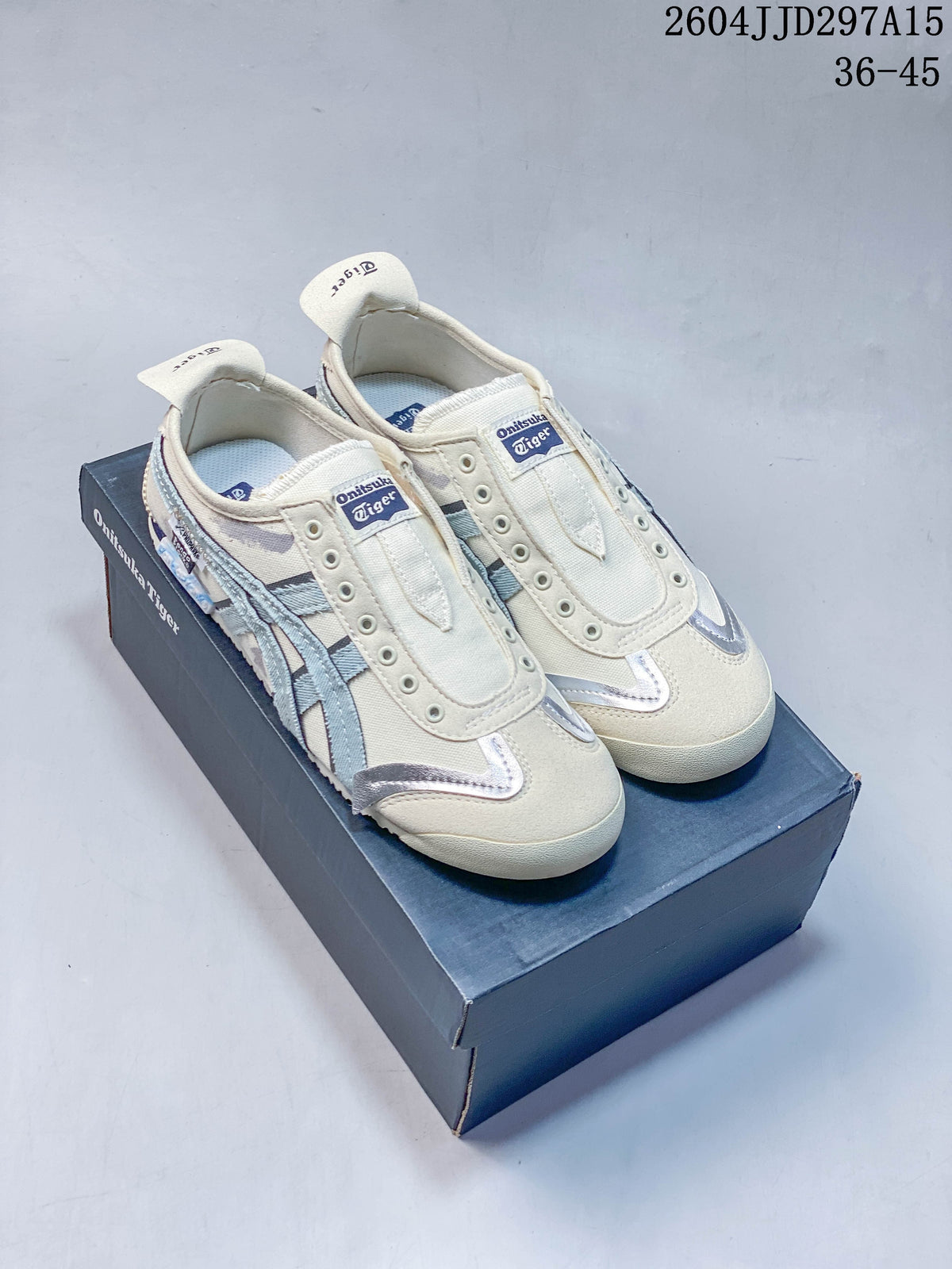 Onitsuka Tiger Mexico 66 Slip-On Sneakers, Cream and Blue