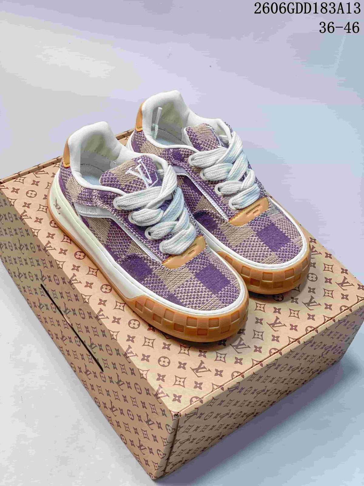 Louis Vuitton Tilted Low Sneakers in Purple Check