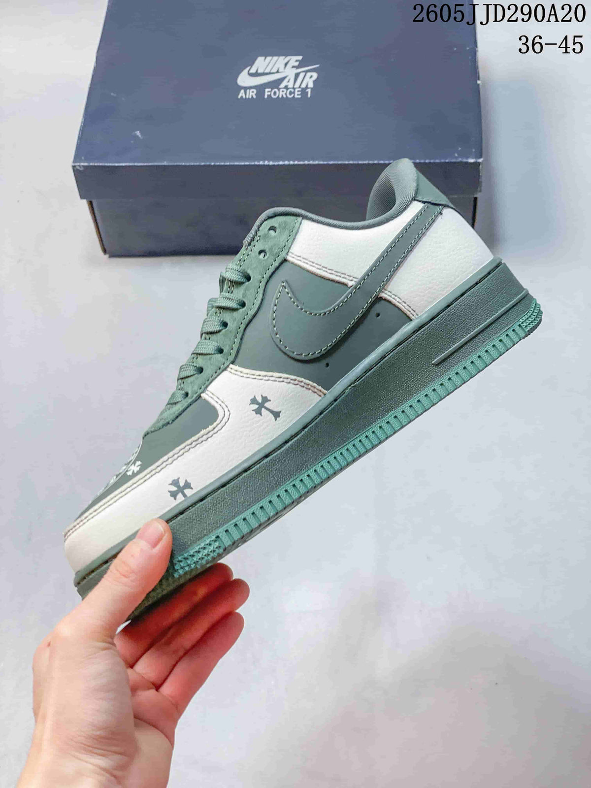 Nike Air Force 1 Low Sneakers in Sage Green and White