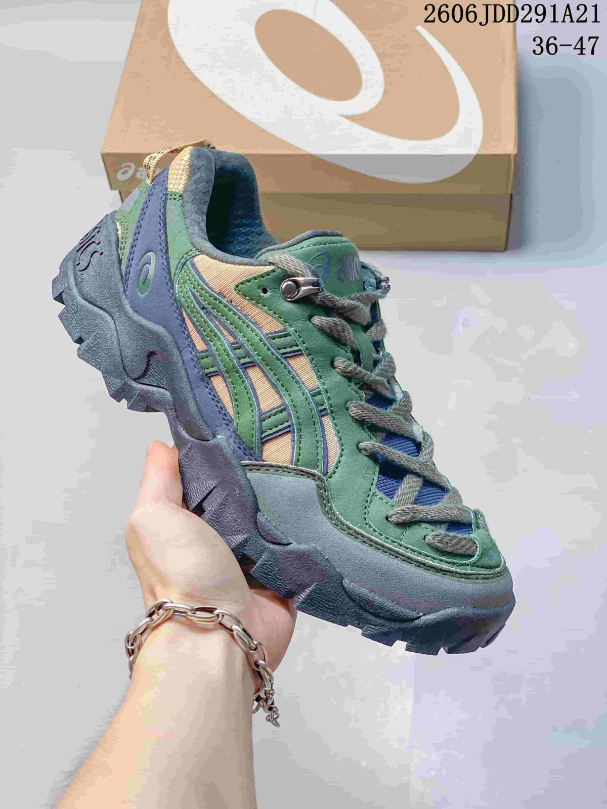 ASICS Gel-Pickax Trail-Inspired Sneakers in Green and Blue