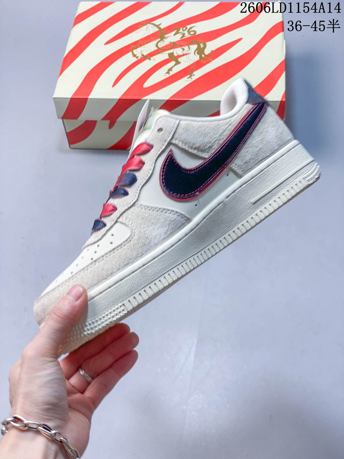 Nike Air Force 1 '07 Low Sneakers in Cream, Red and Navy