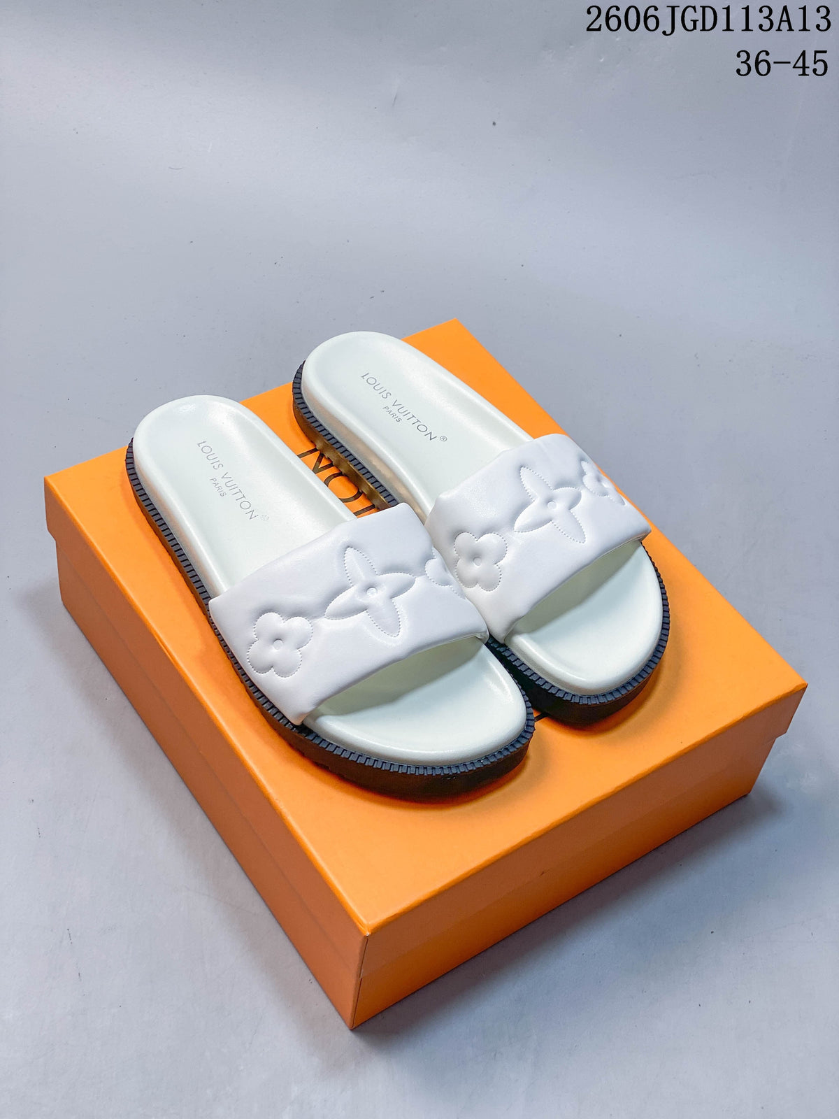 Louis Vuitton Embossed Floral Slide Sandals