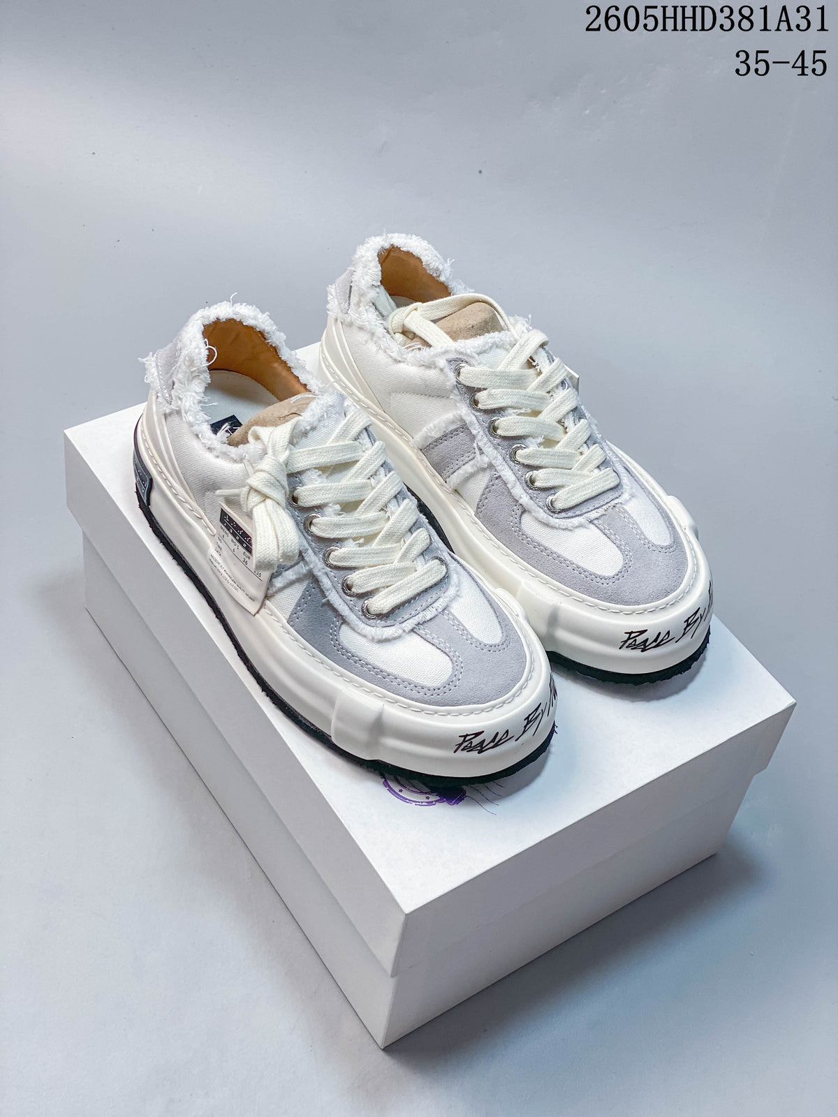 xVESSEL G.O.P. Low Platform Sneakers, White and Navy, 2605HHD381A31