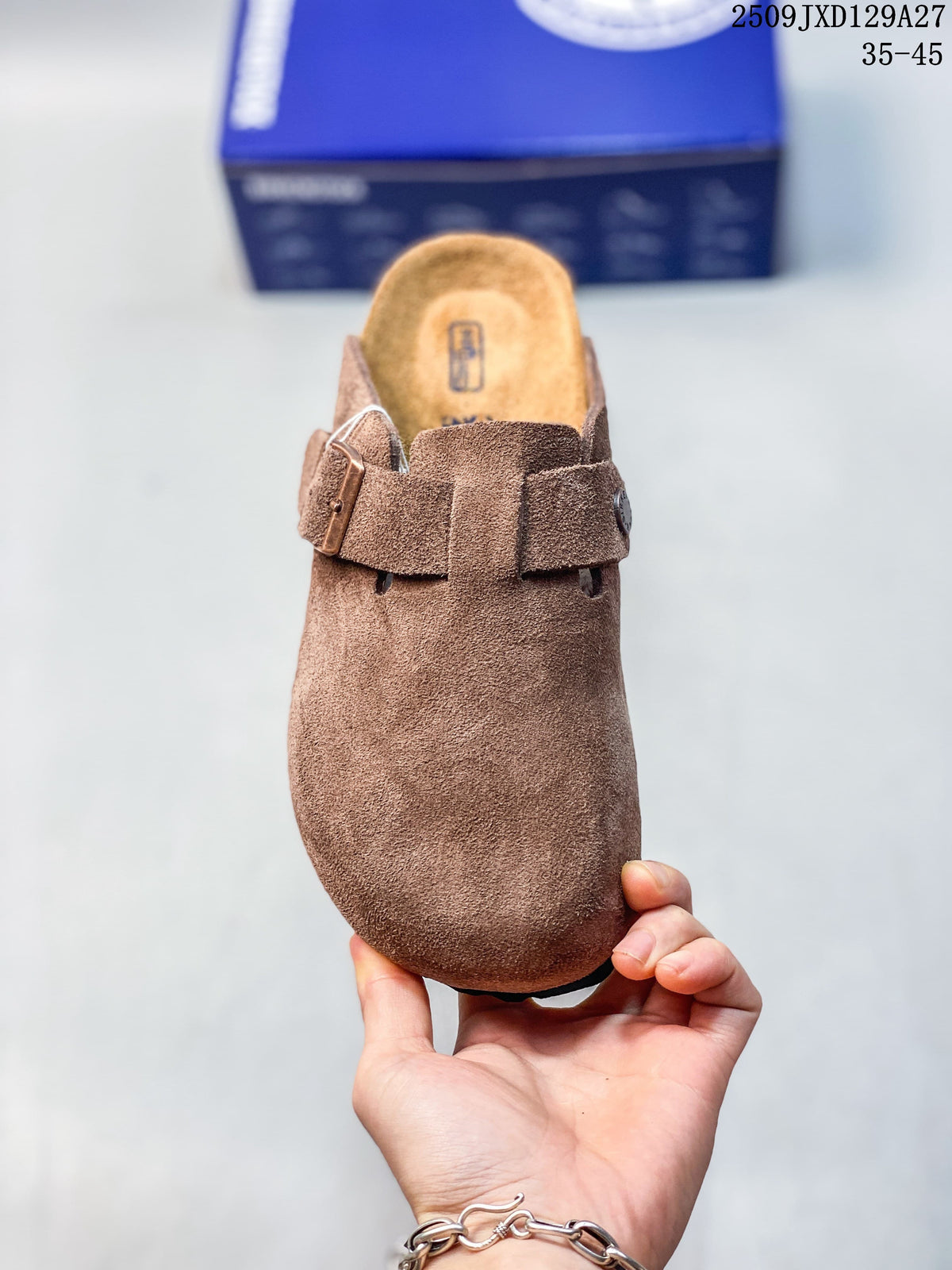 Birkenstock Brown Suede Closed-Toe Clog Mule