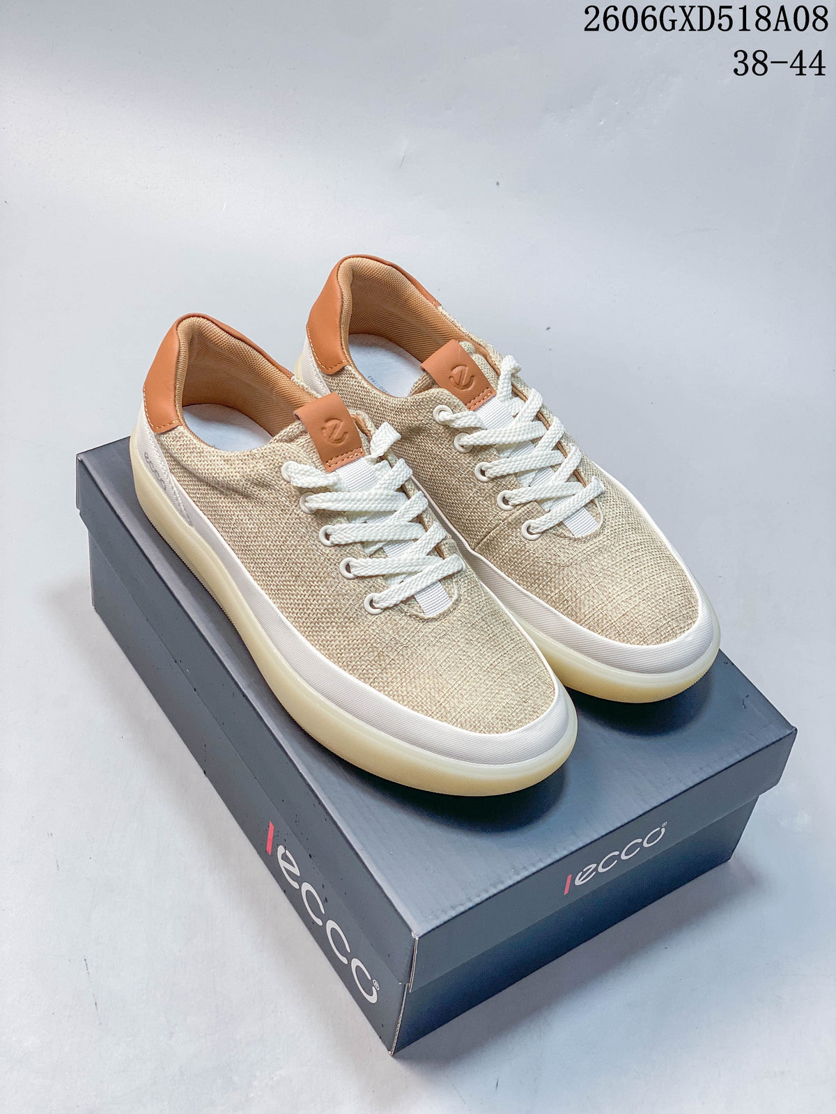 ECCO Casual Lace-Up Sneakers, Beige and Gray, 2606GXD518A08