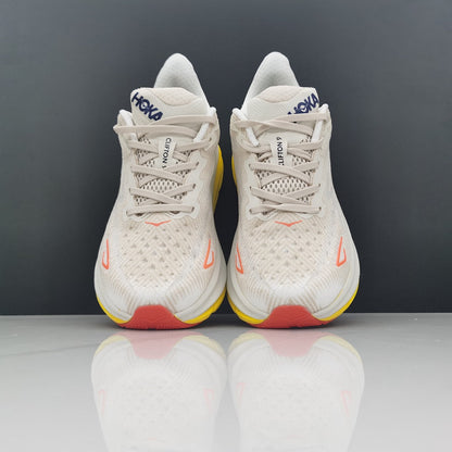 HOKA Clifton 9 Running Shoes in Cream and Yellow