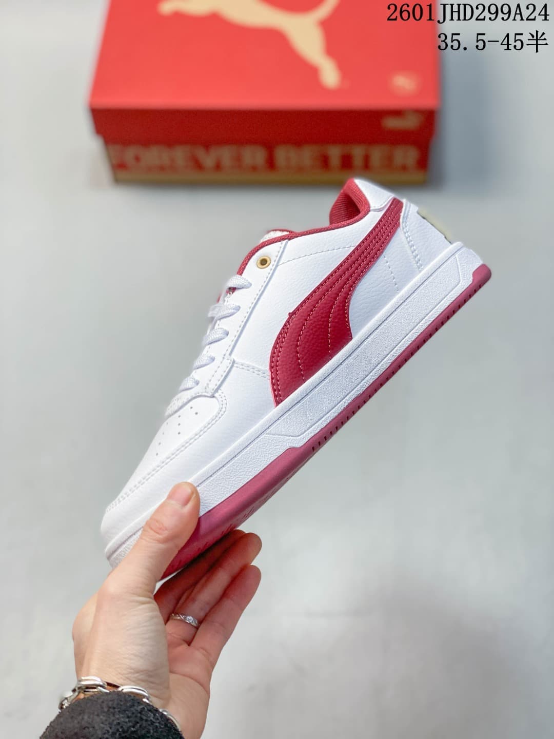 Puma Caven 2.0 White and Red Low-Top Sneakers 395082