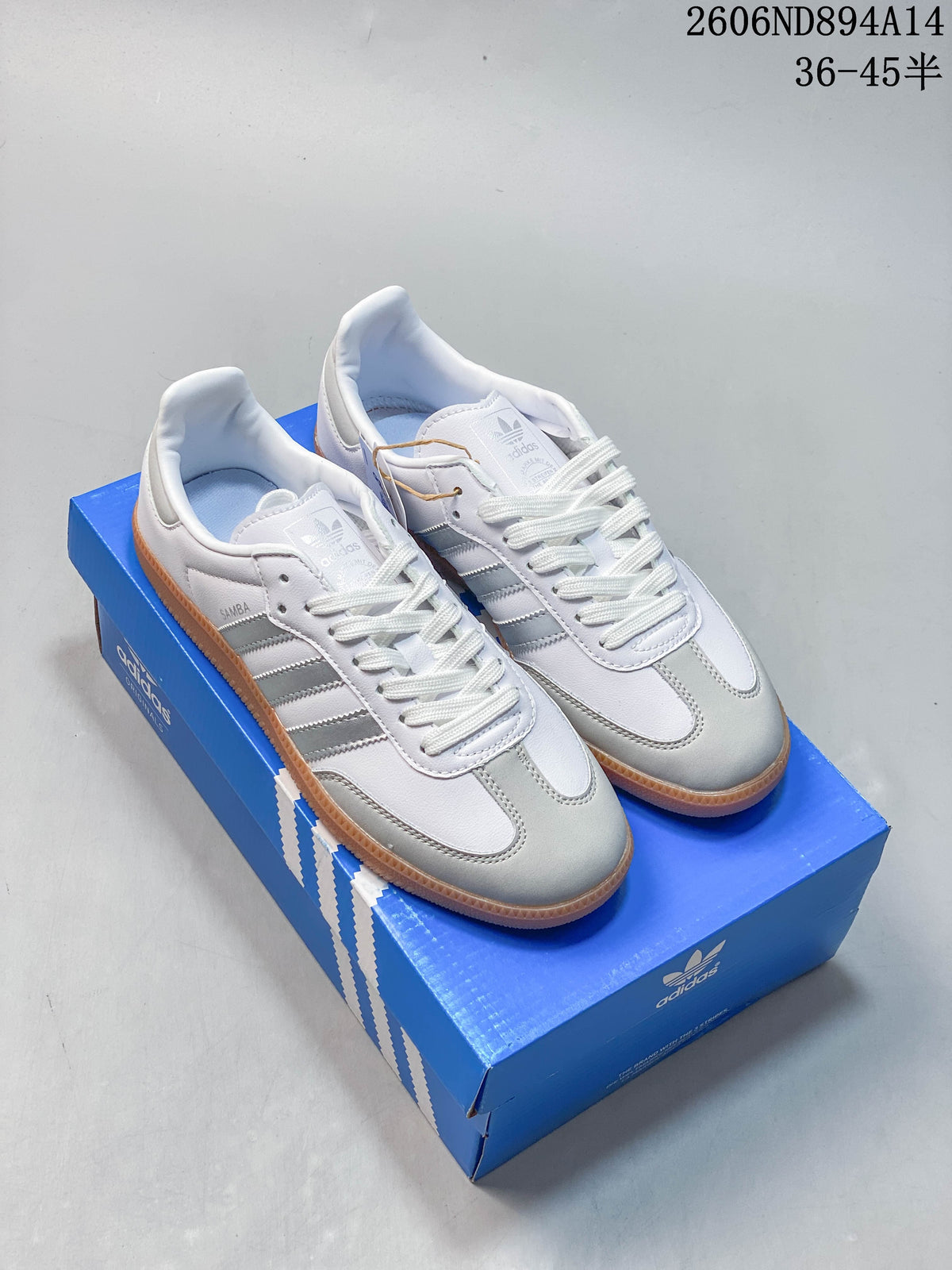adidas Originals Samba OG White Silver Gum Sole Sneakers
