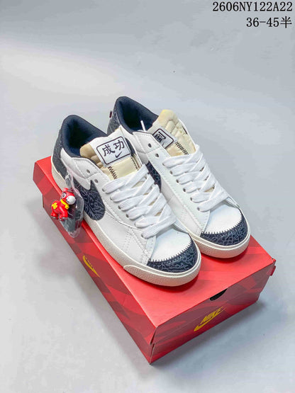 Nike Blazer Low Jumbo Sneakers, Red and White