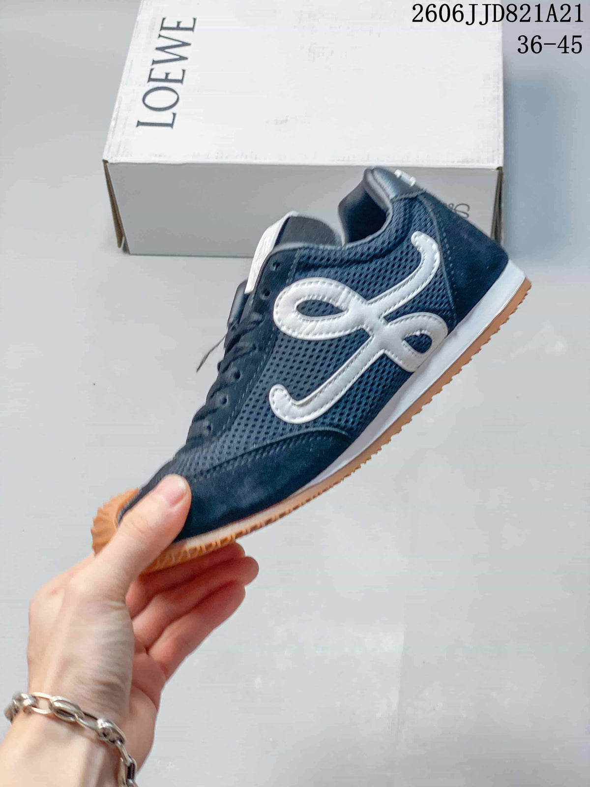 Loewe Navy Mesh Retro Sneakers with Gum Sole