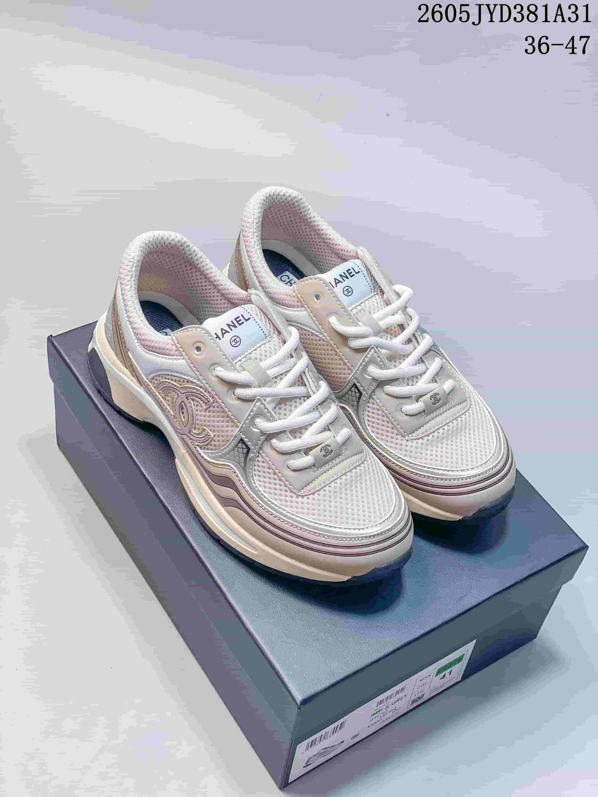 Chanel G26U4372F Cream Bow Platform Sneakers