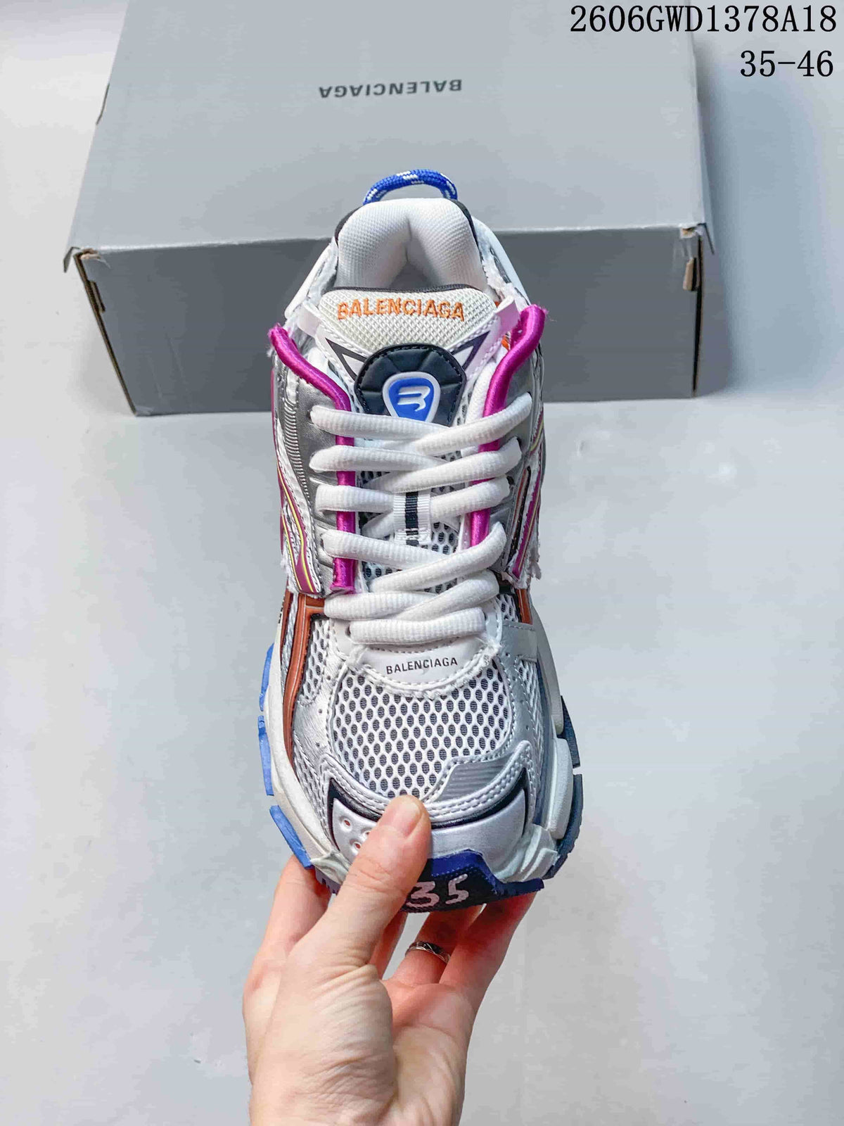 Balenciaga Runner Sneakers in Silver and Multicolor