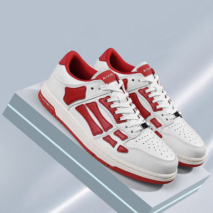 AIVIIRI White and Red Low-Top Sneakers MFS003-124