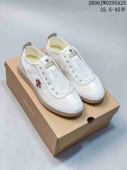 DESCENTE CHRON Retro Casual Sneakers, White and Gray