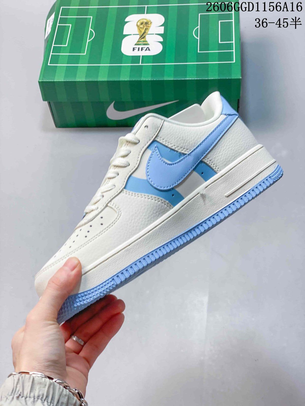Nike Air Force 1 Low Cream and Blue Sneakers