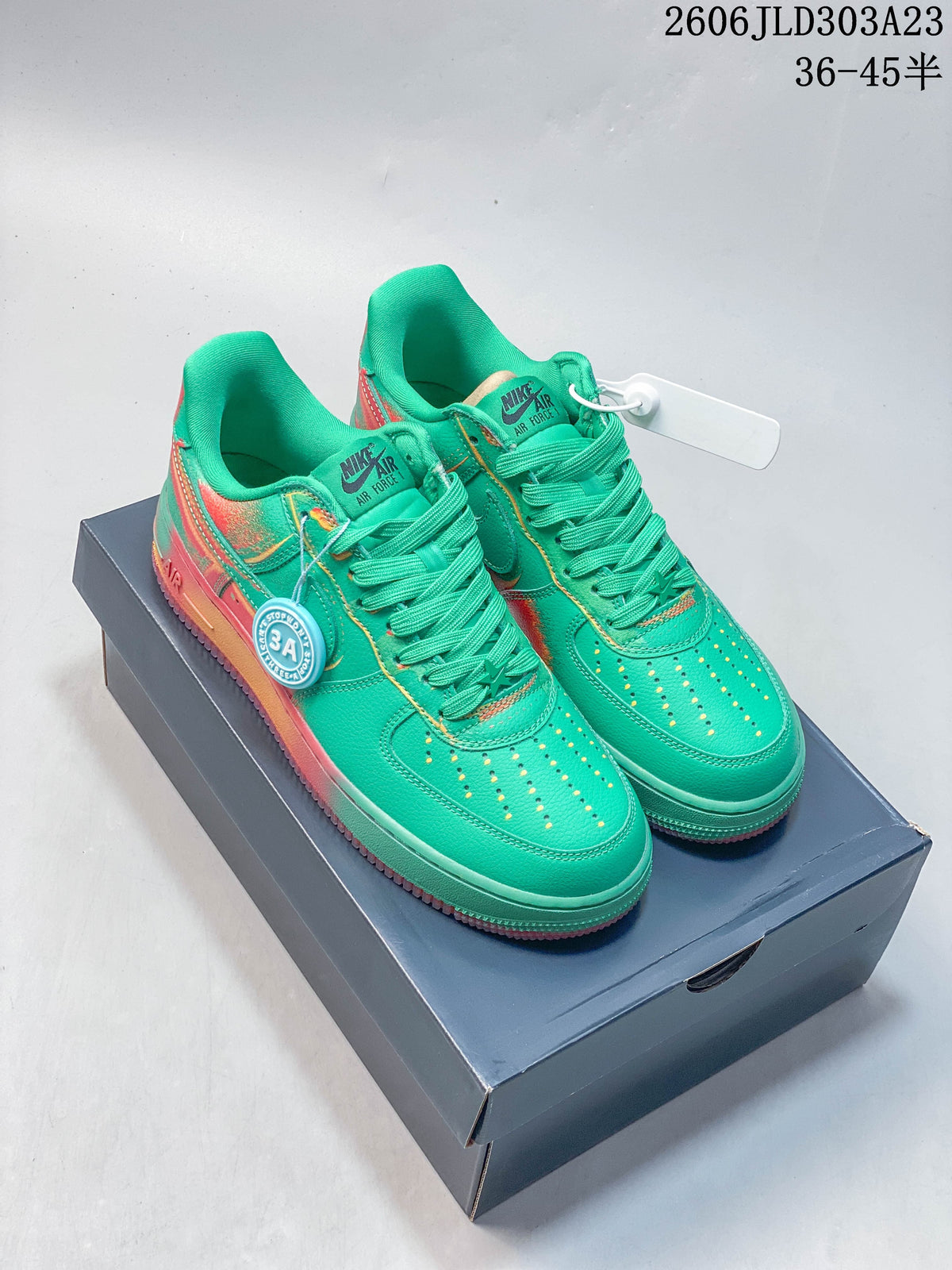 Nike Air Force 1 '07 Low Sneakers in Green and Coral