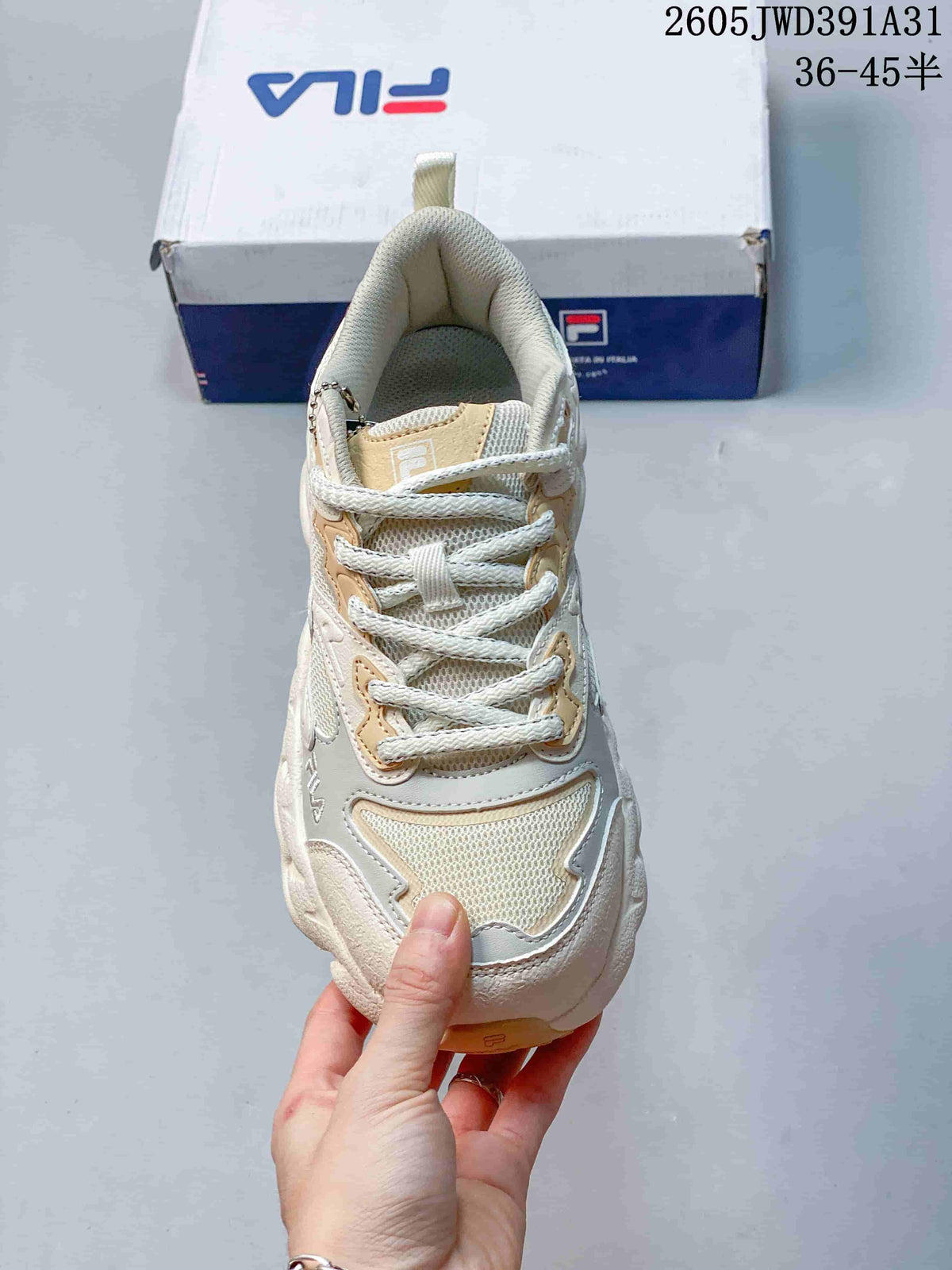 FILA Croissant 1S Low-Top Casual Sneakers, Ivory and Burgundy