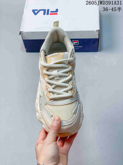 FILA Croissant 1S Low-Top Casual Sneakers, Ivory and Burgundy