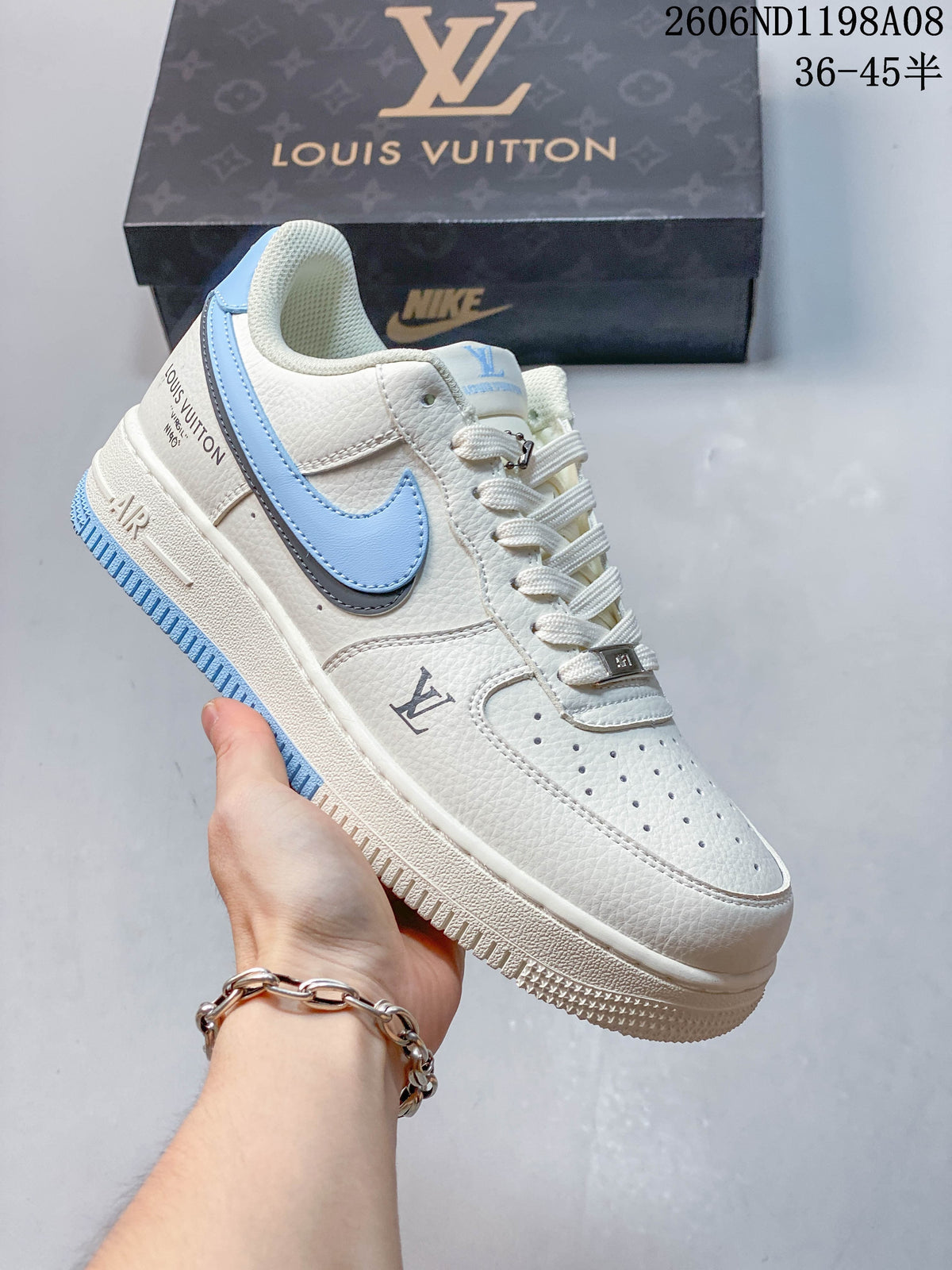 Nike Air Force 1 '07 Low Cream and Blue Sneakers