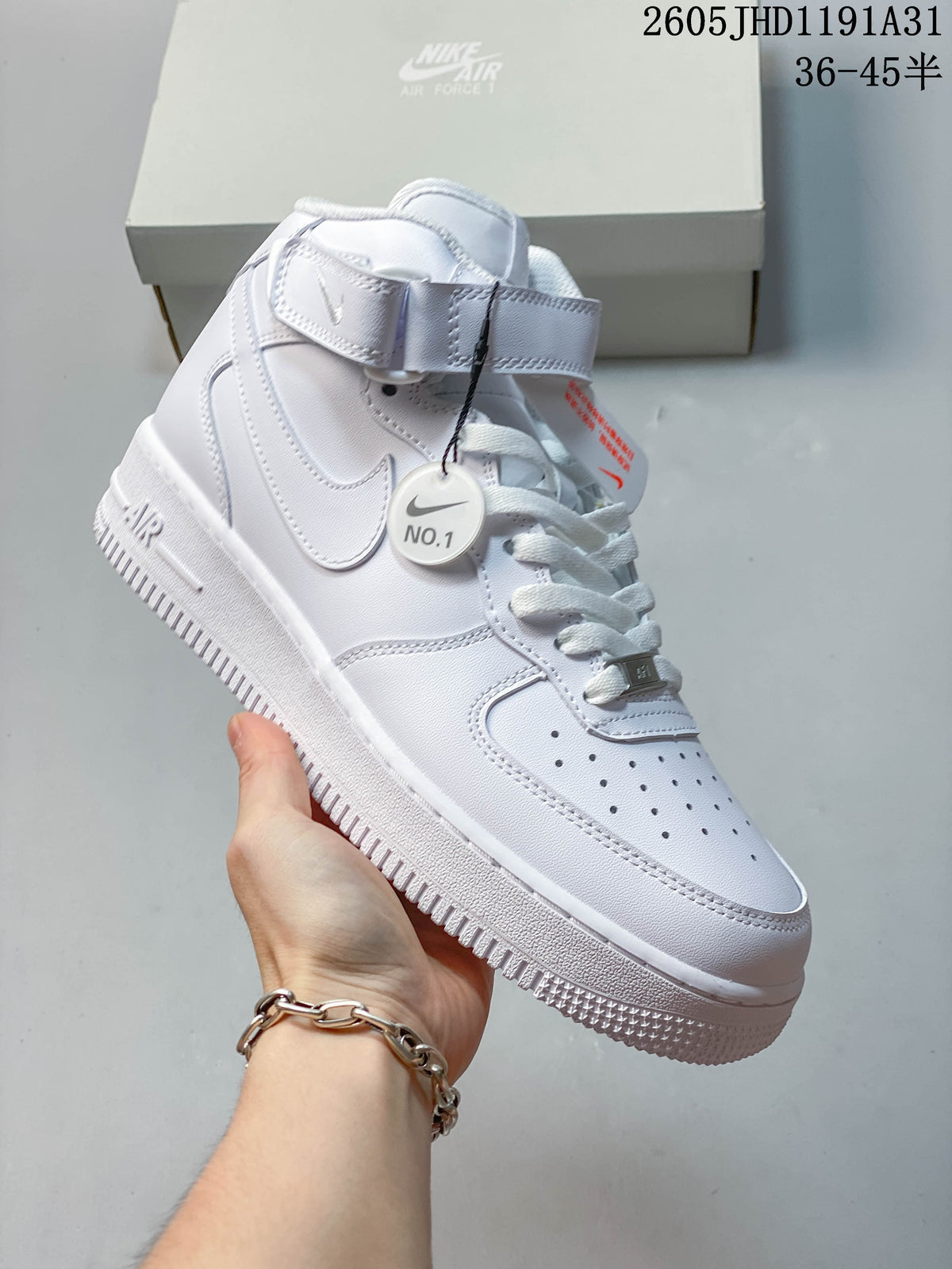 Nike Air Force 1 Strap High-Top Sneakers, White and Navy
