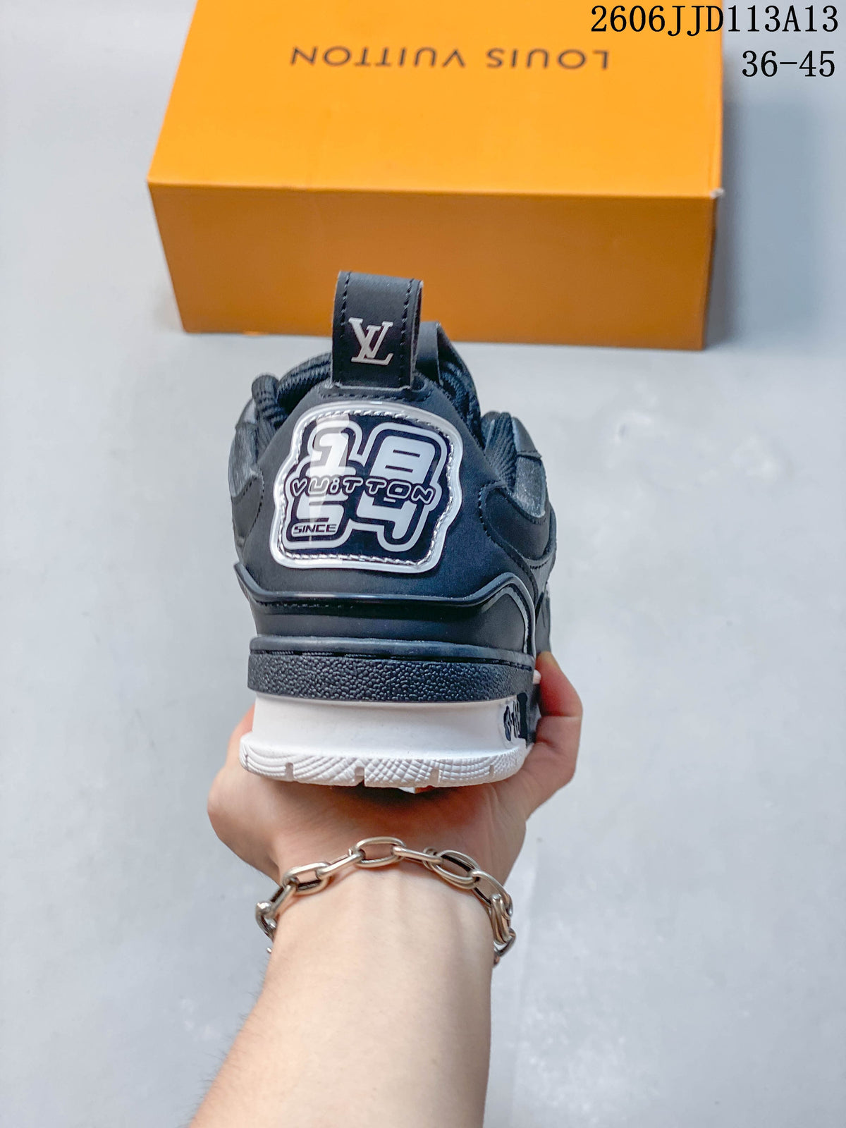Louis Vuitton LV Trainer Low-Top Sneakers, Navy and White
