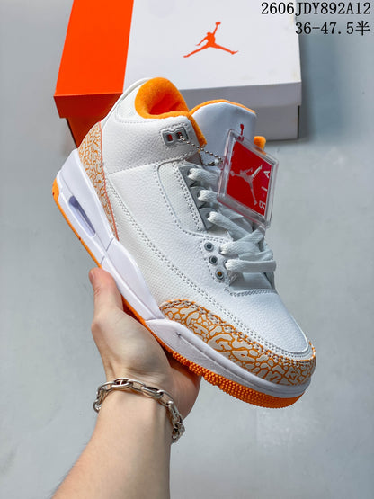Jordan Air Jordan 3 Retro White and Orange Peel Sneakers