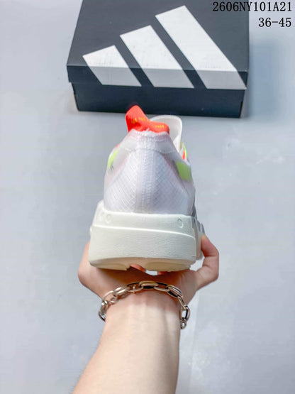 Adidas White Running Shoes with Neon Accents