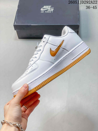 Nike Women's Air Force 1 Shadow White and Orange Sneakers