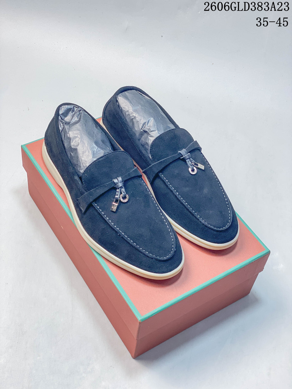 Loro Piana Lock Loafers, Navy, 2606GLD383A23