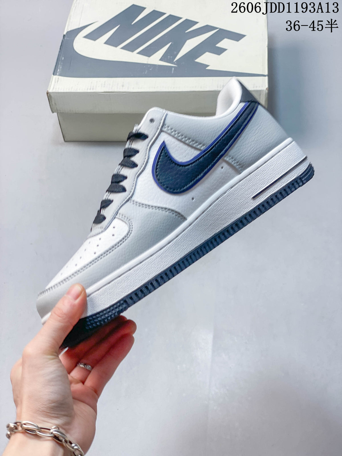 Nike Air Force 1 '07 Low White and Navy Sneakers