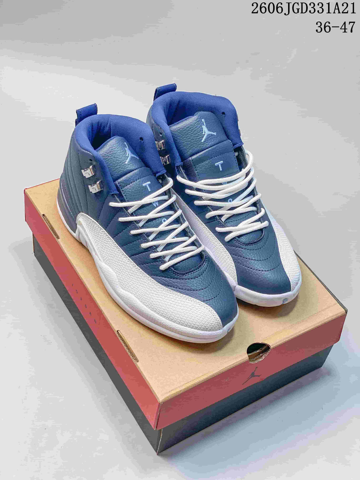 Jordan Air Jordan 12 High-Top Basketball Shoes, Blue/White