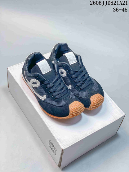 Loewe Navy Mesh Retro Sneakers with Gum Sole