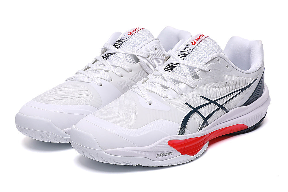 ASICS White, Navy and Red Court Sneakers