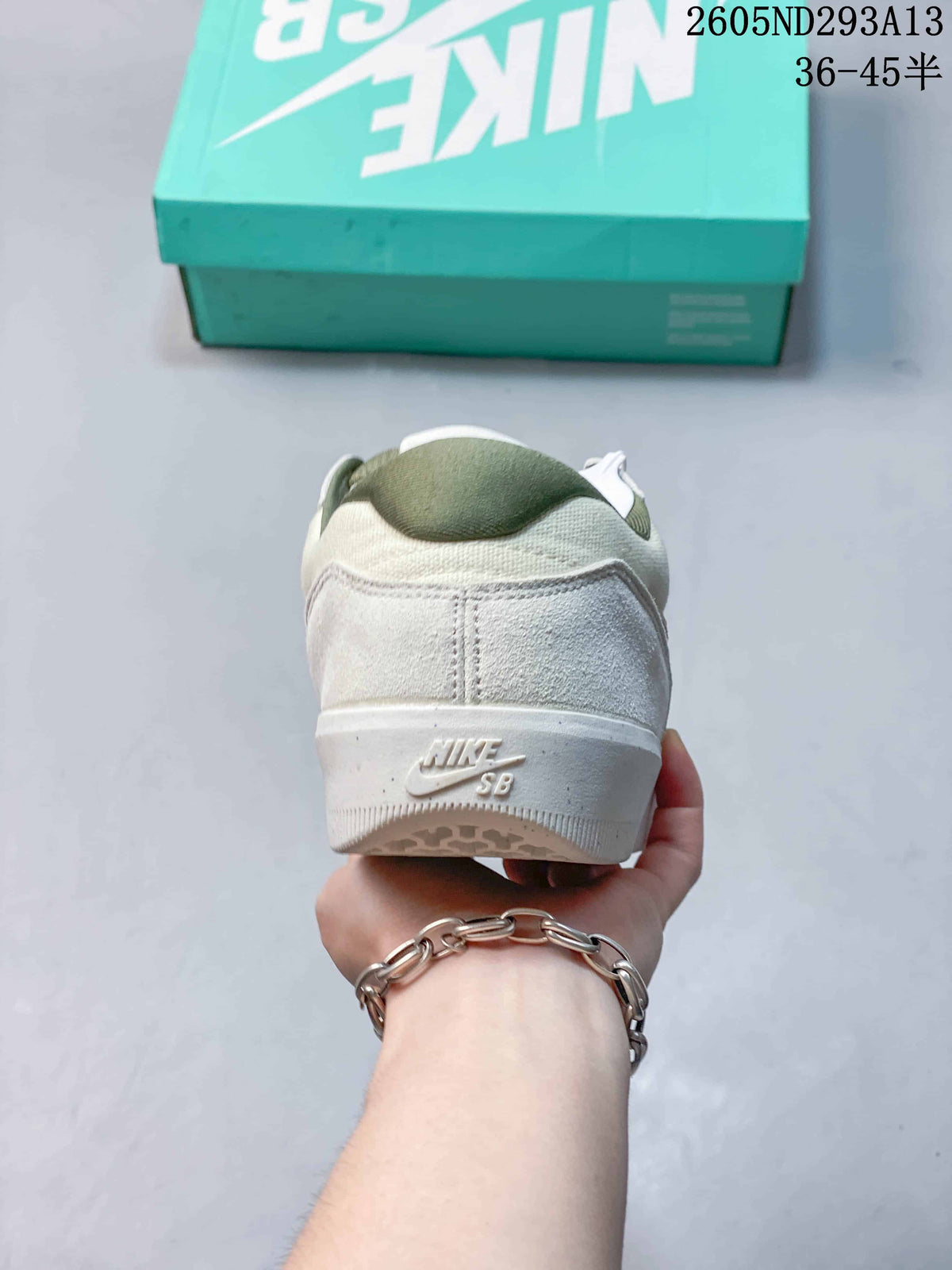 Nike SB Force 58 Low-Top Skate Shoes, Olive and White