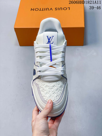 Louis Vuitton LV Trainer Sneakers in White and Blue