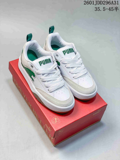 PUMA 180 White and Green Platform Sneakers