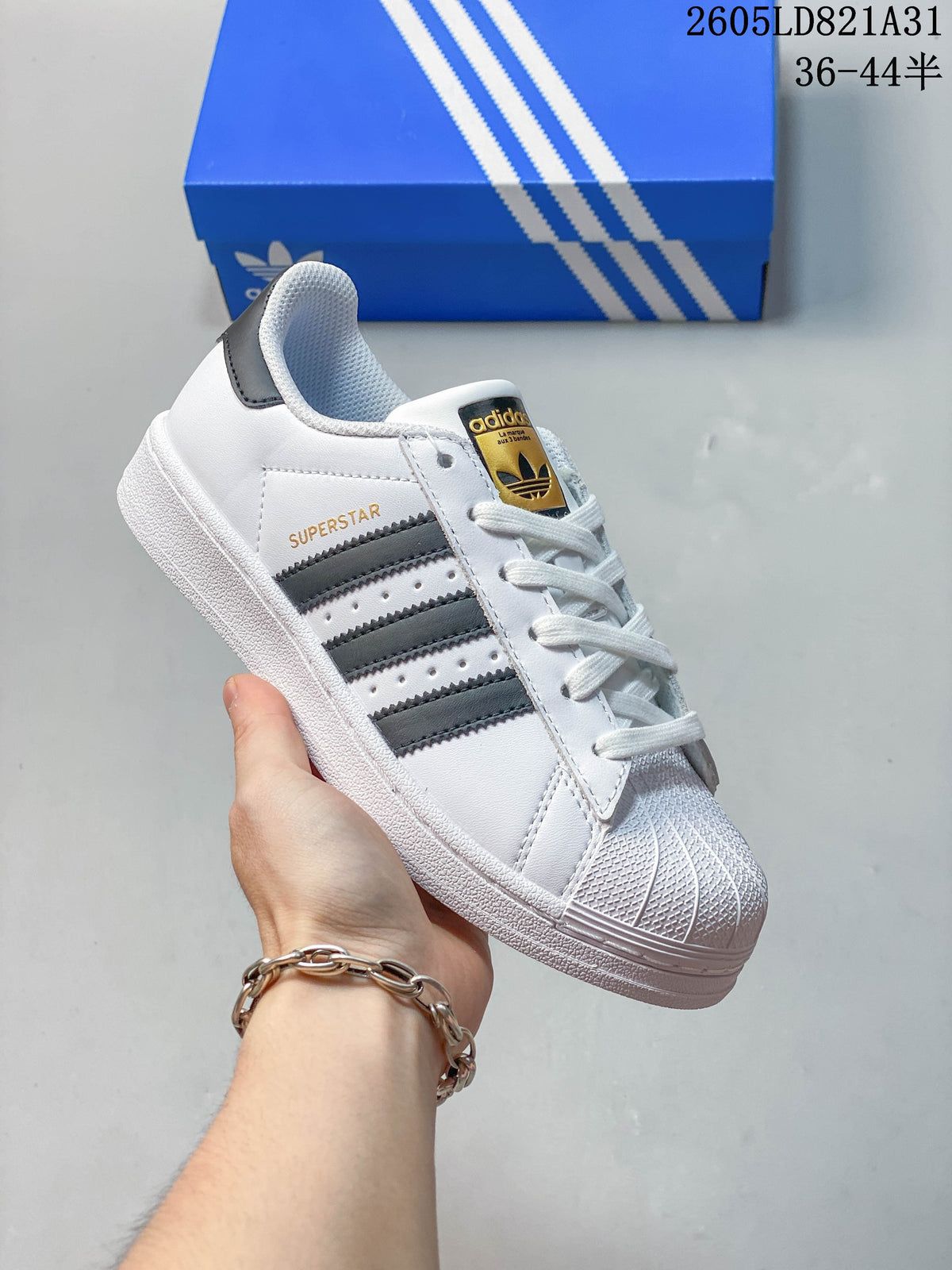adidas Superstar Shell-Toe Sneakers in White and Color Accents