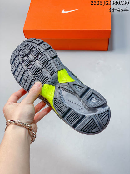 Nike Gray and Volt Retro Running Sneakers
