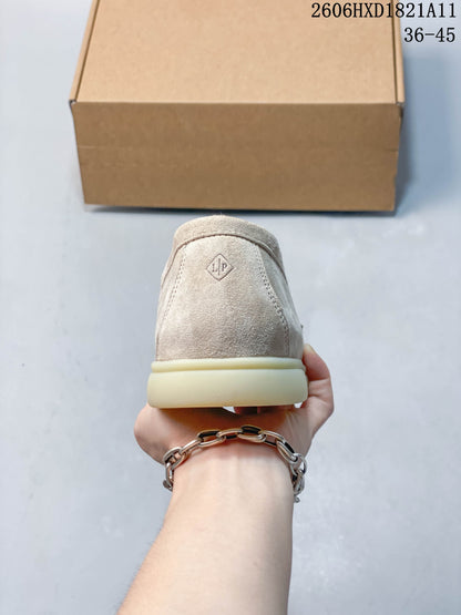 Loro Piana Lock Loafers in Beige Suede