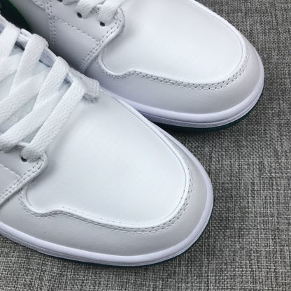 Close-up view of the white toe boxes and lace sections.