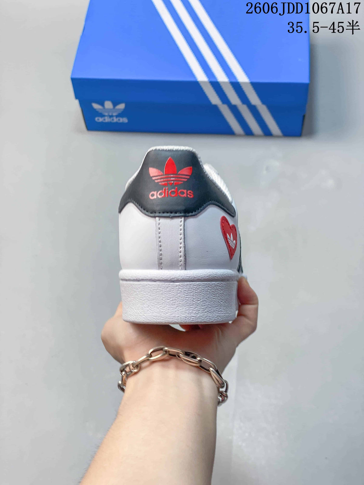 Adidas Superstar White Sneakers with Gray Stripes