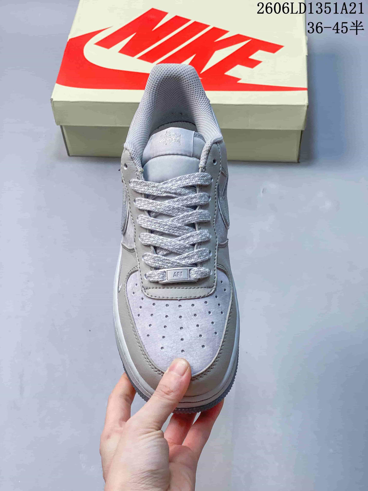 Nike Air Force 1 Low Silver and Light Gray Sneakers