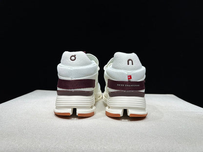 On Cloudnova 2 Sneakers, White and Burgundy