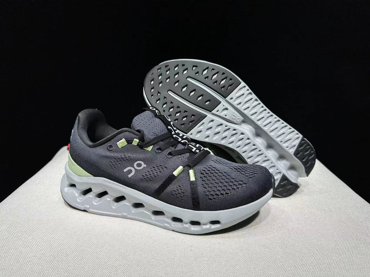 On Cloudsurfer Running Shoes in Black and Glacier