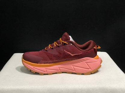 HOKA Skyline Float X Trail Sneakers in Burgundy and Pink