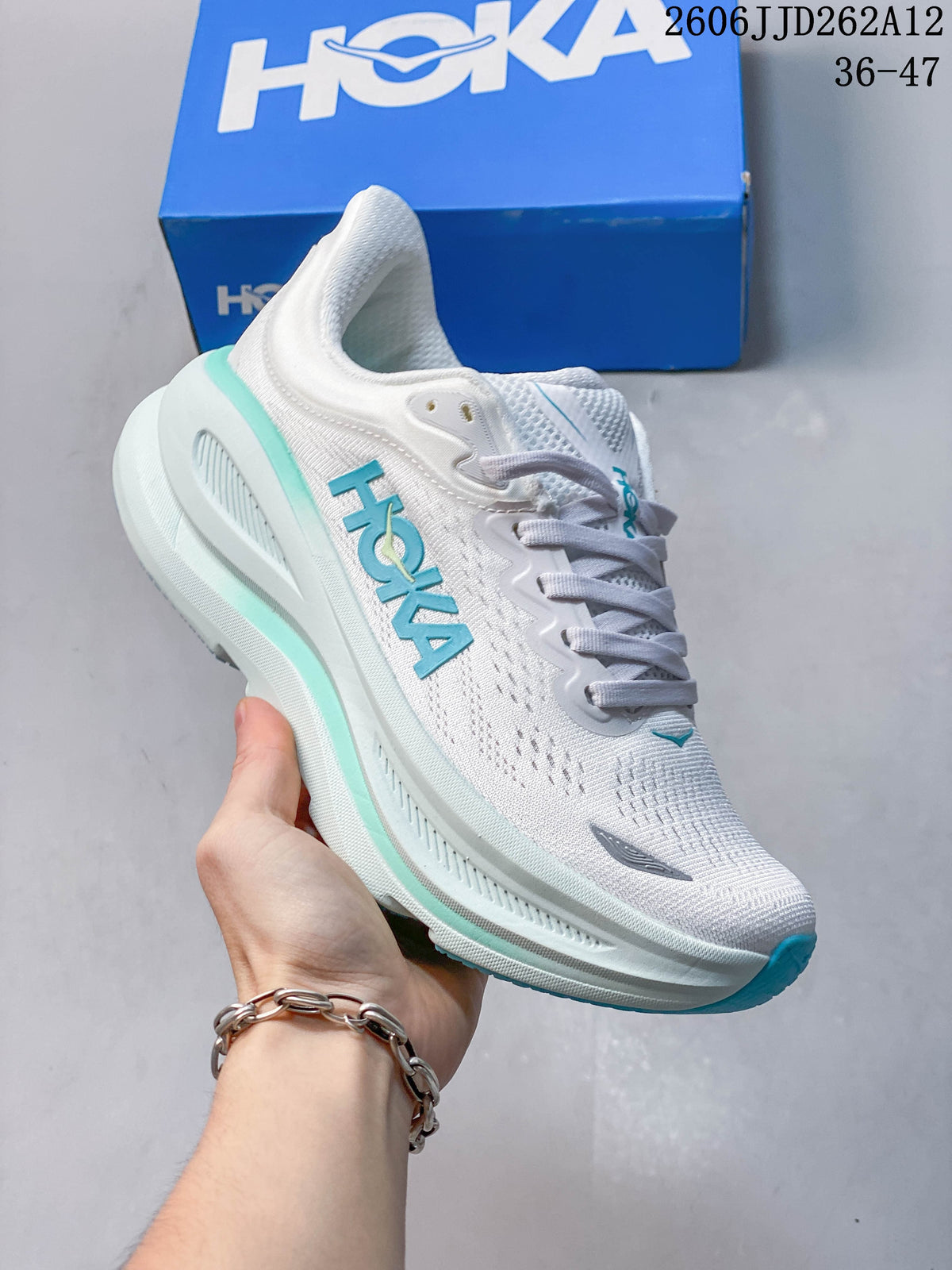 HOKA Bondi 9 White Running Shoes